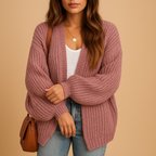 Women’s casual open front knitted cardigan with relaxed fit and breathable fabric, perfect for layering in spring, autumn, or winter outfits.