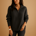 Women’s chic half zip sweater with lightly tailored fit and breathable fabric, perfect for casual outfits and semi-formal occasions.