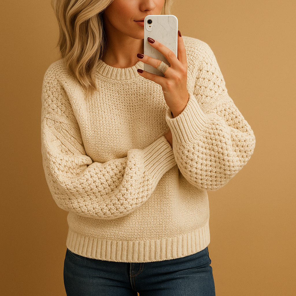 Women’s elegant knitted sweater with a timeless design, cozy fit, and warm fabric. Perfect for autumn and winter casual or formal outfits.