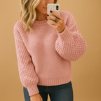 Women’s elegant knitted sweater with a timeless design, cozy fit, and warm fabric. Perfect for autumn and winter casual or formal outfits.