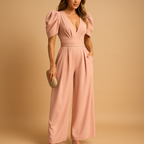 Women’s elegant long jumpsuit with a tailored waist and flowing silhouette, available in multiple colors, perfect for galas, dinners, and formal occasions.