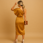 Women’s elegant slim fit dress with a timeless minimalist design, perfect for formal events, office days, and evening wear.