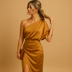 Women’s elegant slim fit dress with a timeless minimalist design, perfect for formal events, office days, and evening wear.