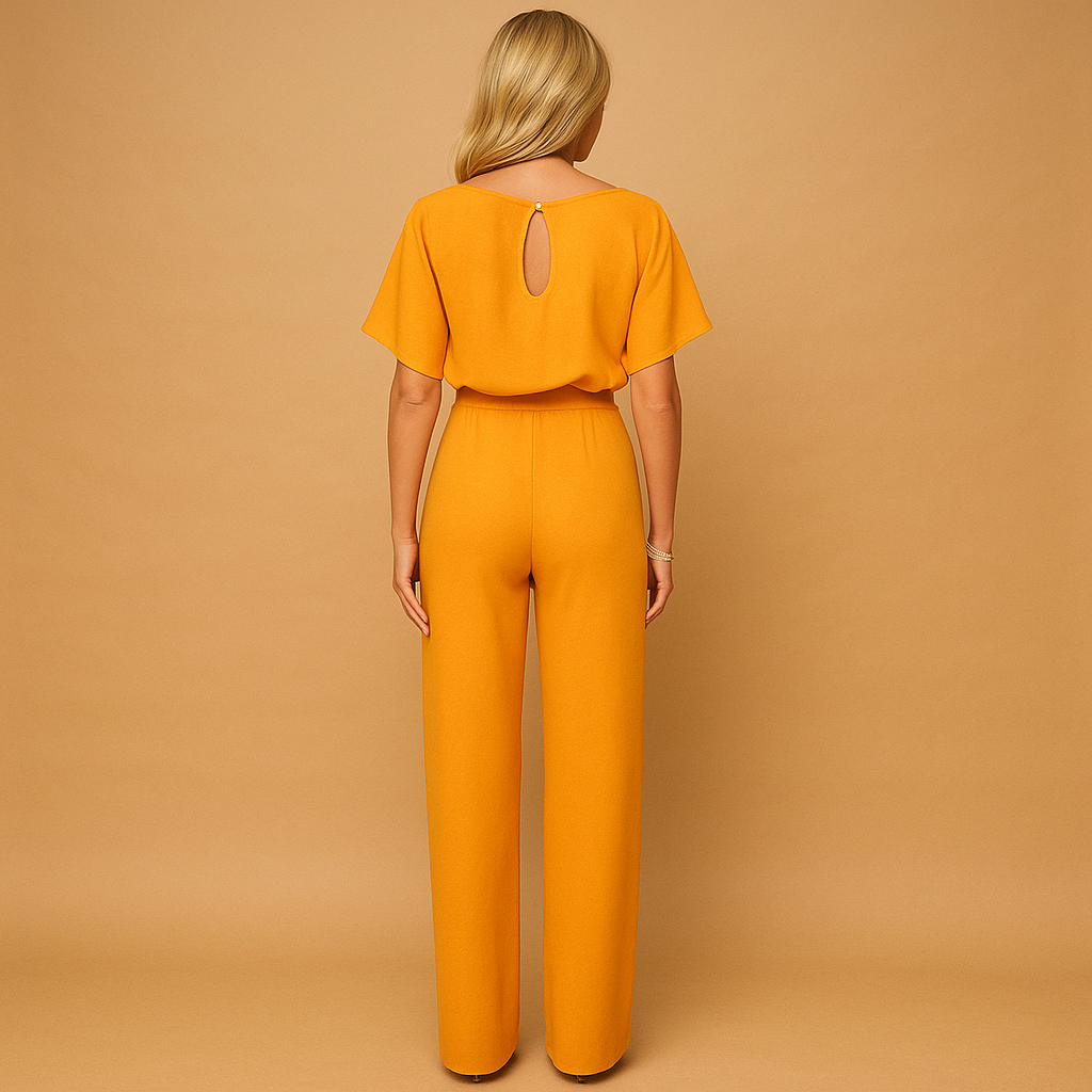 Women’s high waist jumpsuit with lace-up detail and flattering fit, available in multiple colors, perfect for work, evenings, and chic occasions.