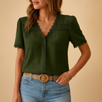 Lace v-neck blouse for women | Isabella