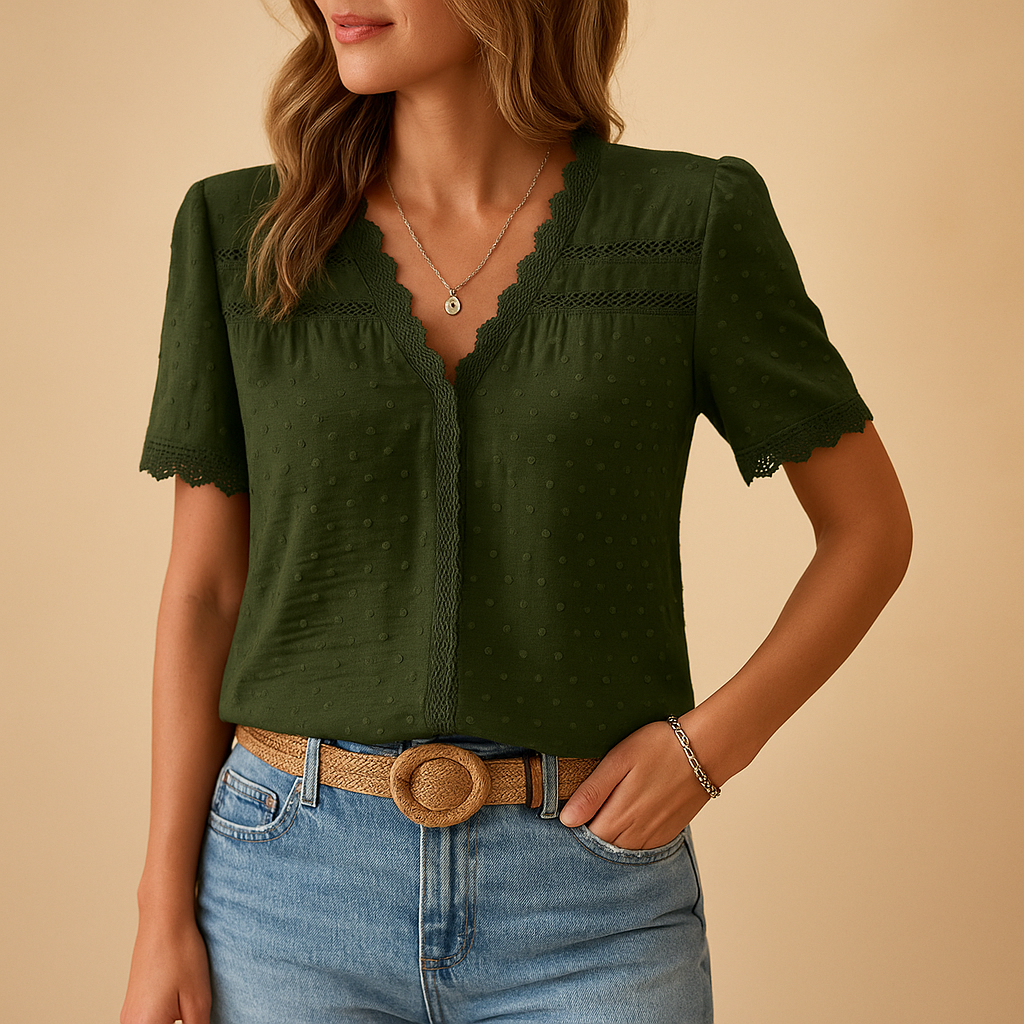 Lace v-neck blouse for women | Isabella