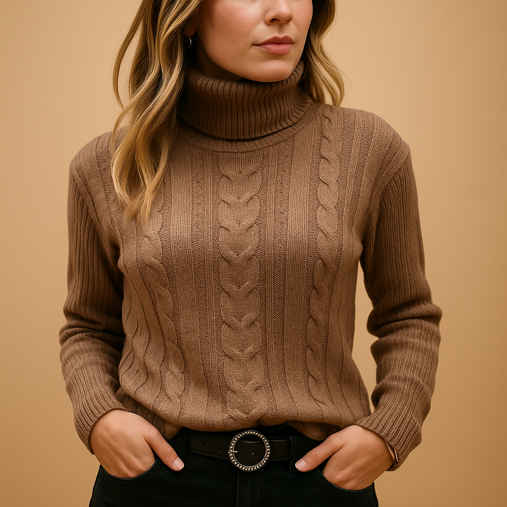 Women’s lightweight turtleneck sweater with minimalist design and relaxed fit, perfect for casual outfits or polished everyday looks.