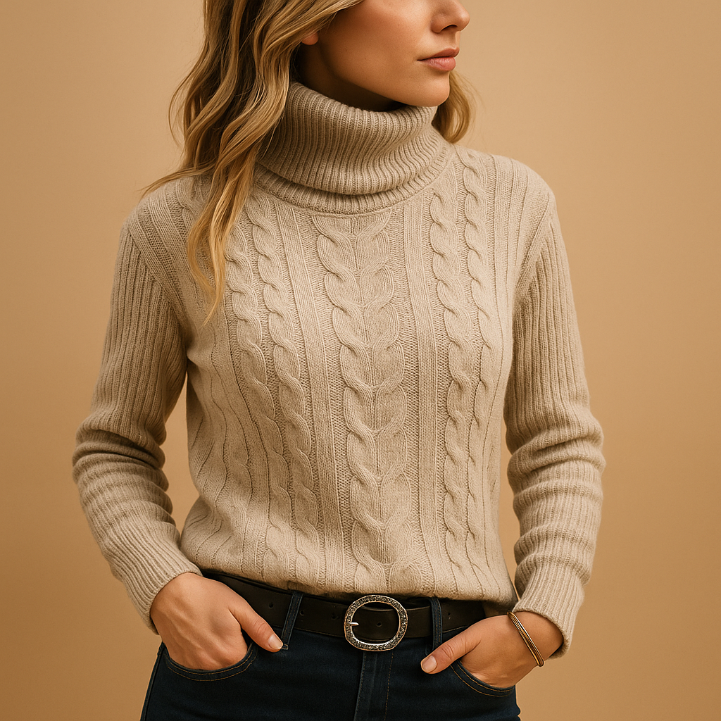 Women’s lightweight turtleneck sweater with minimalist design and relaxed fit, perfect for casual outfits or polished everyday looks.