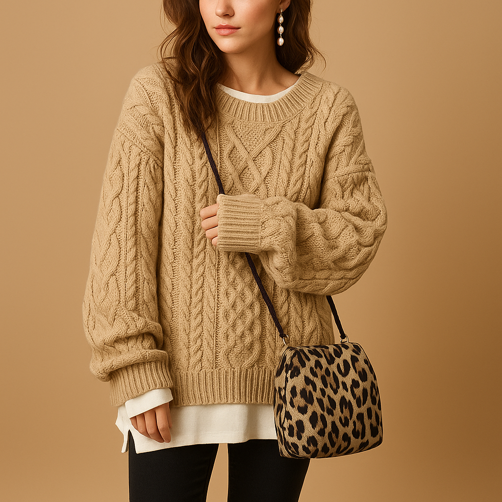 Women’s oversized chunky knit sweater with dropped shoulders, long sleeves, and breathable fabric. Perfect for winter days, layering, or casual outfits.