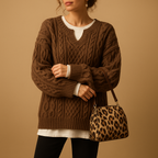Women’s oversized chunky knit sweater with dropped shoulders, long sleeves, and breathable fabric. Perfect for winter days, layering, or casual outfits.