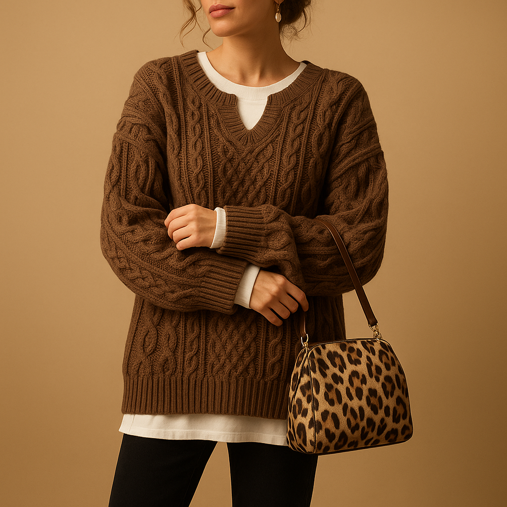 Women’s oversized chunky knit sweater with dropped shoulders, long sleeves, and breathable fabric. Perfect for winter days, layering, or casual outfits.
