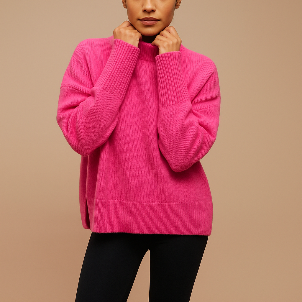 Women’s oversized turtleneck sweater with relaxed fit and flattering silhouette, perfect for casual outfits, lounging, or seasonal layering.