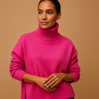 Women’s oversized turtleneck sweater with relaxed fit and flattering silhouette, perfect for casual outfits, lounging, or seasonal layering.