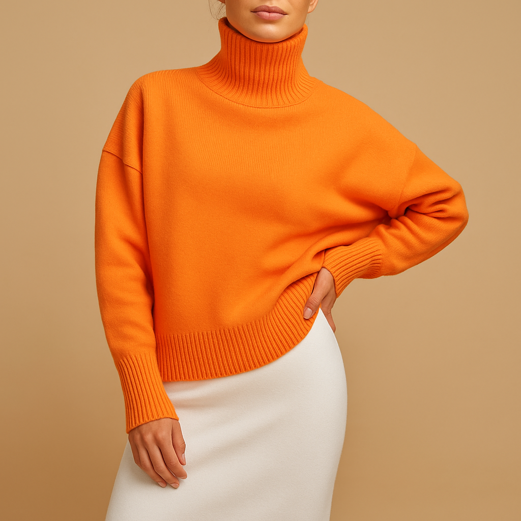 Women’s oversized turtleneck sweater with relaxed fit and flattering silhouette, perfect for casual outfits, lounging, or seasonal layering.
