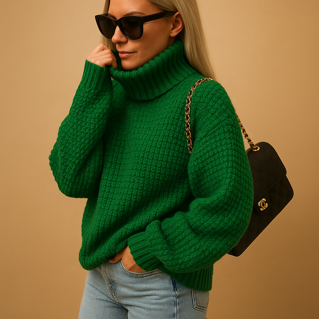 Women’s warm knitted pullover sweater with relaxed fit and breathable fabric, ideal for winter layering, casual outfits, and office wear.